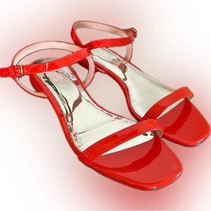 J. Crew Glossy Red Leather Sandals 10